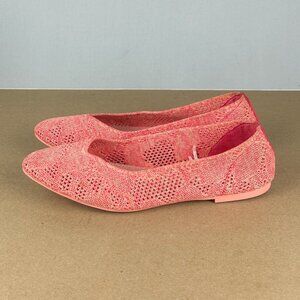 Skechers Cleo Knitty City Flats Women 9 Coral Open Weave Casual Slip On